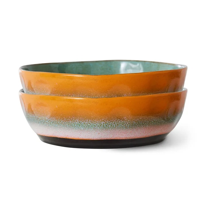 HKliving 70's pastatallerken Ø19,5 cm 2-pak Golden hour