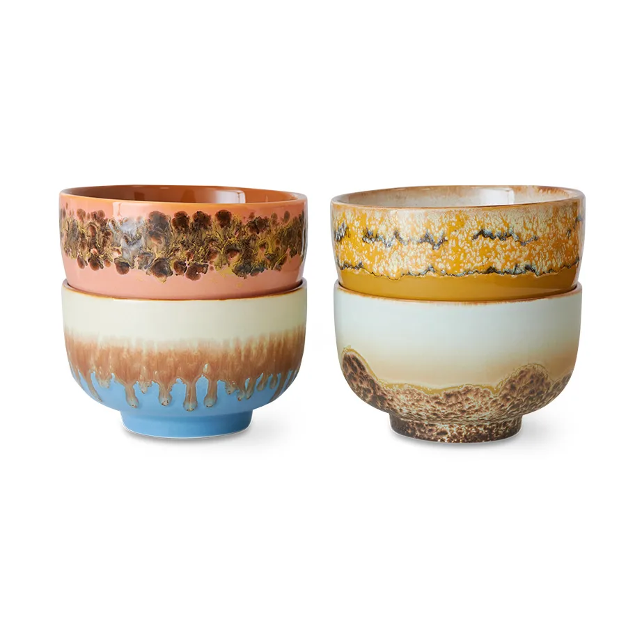 HKliving 70's skål Ø13,5 cm 4-pak Seabreeze