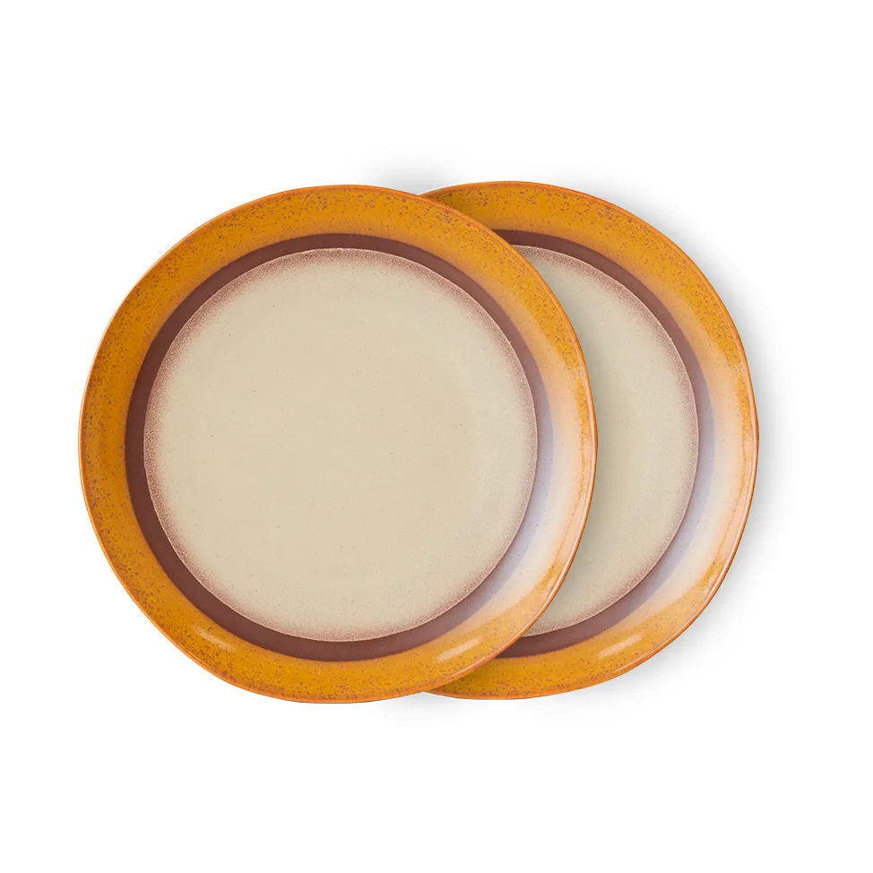 HKliving 70's tallerken Ø27,5 cm 2-pak Coconut