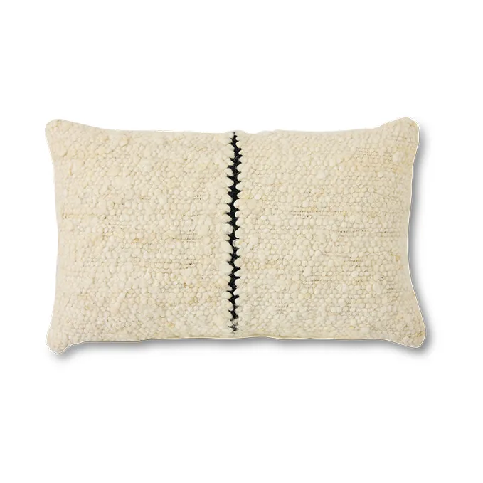 HKliving Coussin Natural wool striped cm White