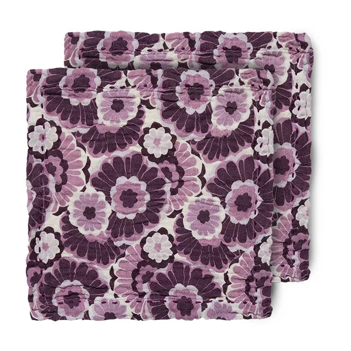 HKliving Floral bomuldsservietter 30x30 cm 2-pak Burgundy