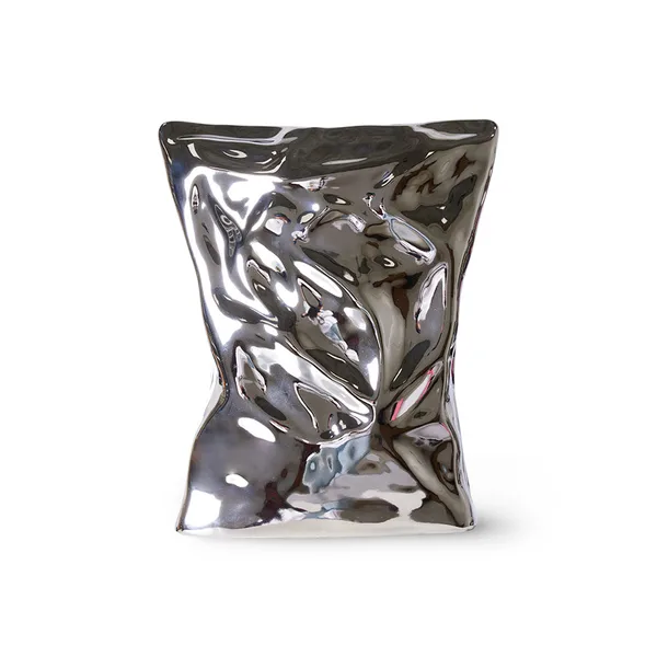 HK Objects vas "Bag of Crisps" 26x9 cm, Krom