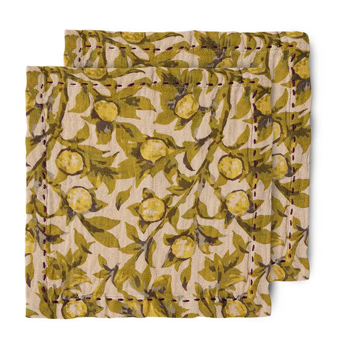 HKliving Mediterranean bomuldsservietter 30x30 cm 2-pak Olive