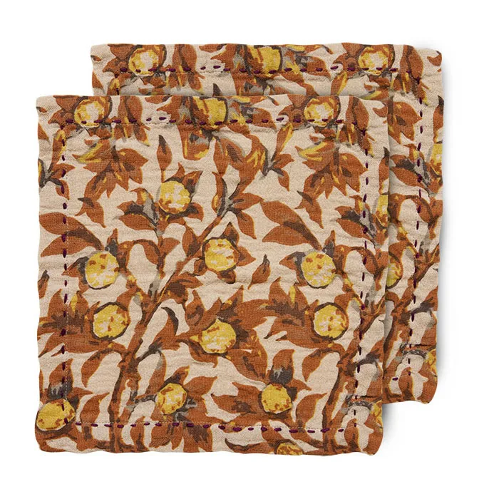 HKliving Mediterranean bomuldsservietter 30x30 cm 2-pak Tangerine