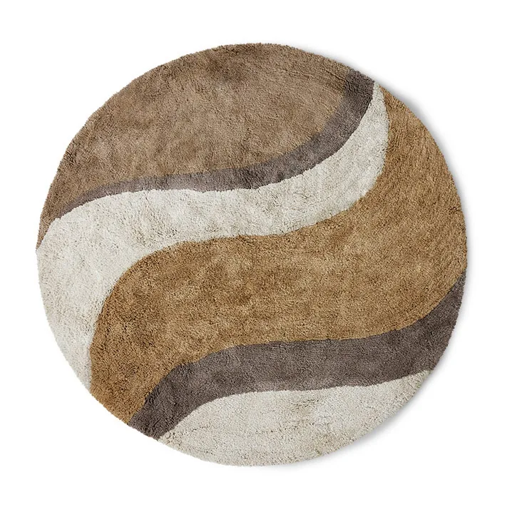 HKliving Tapis de salle de bain Natural waves Ø Natural multicolours
