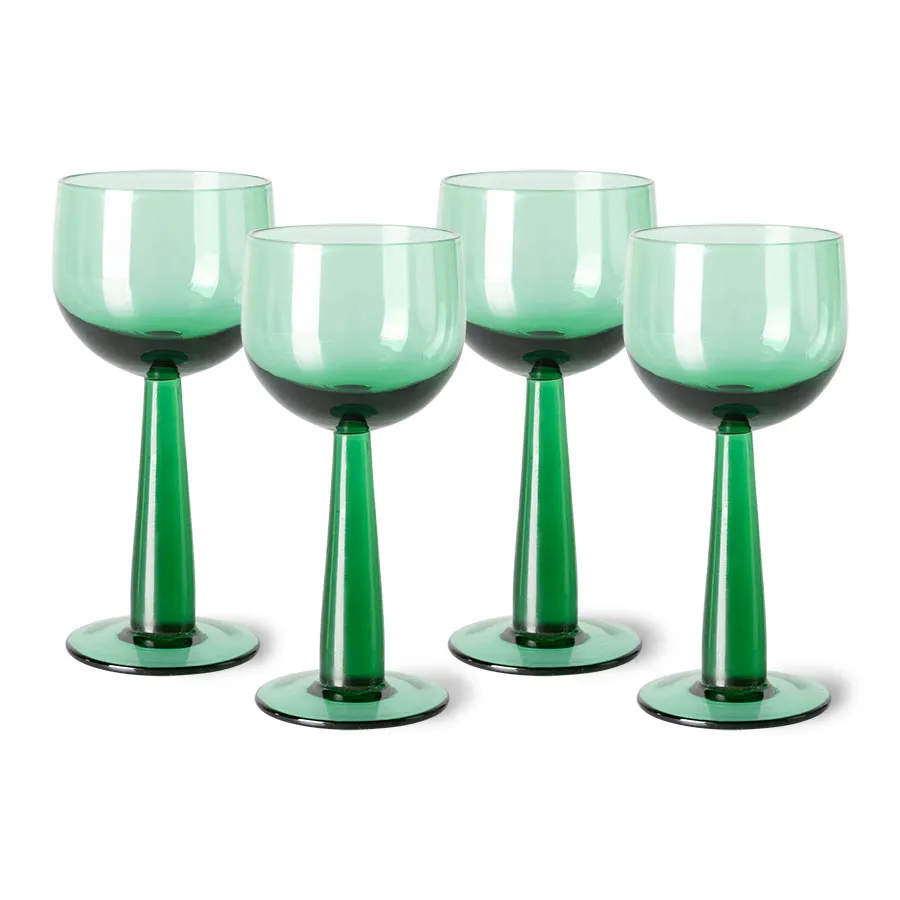 HKliving The Emeralds Vinglas Høje 4-pak 20 cl Grøn