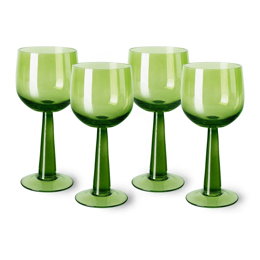 HKliving The Emeralds Vinglas Høje 4-pak 20 cl Limegrøn