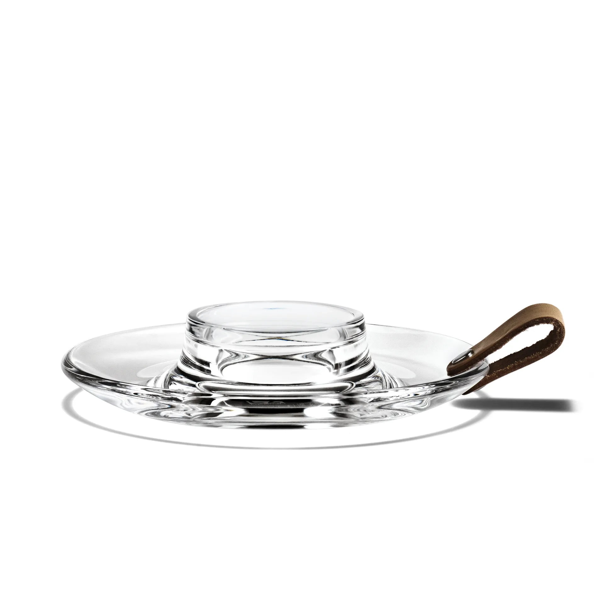 Holmegaard Bougeoir design en verre et cuir