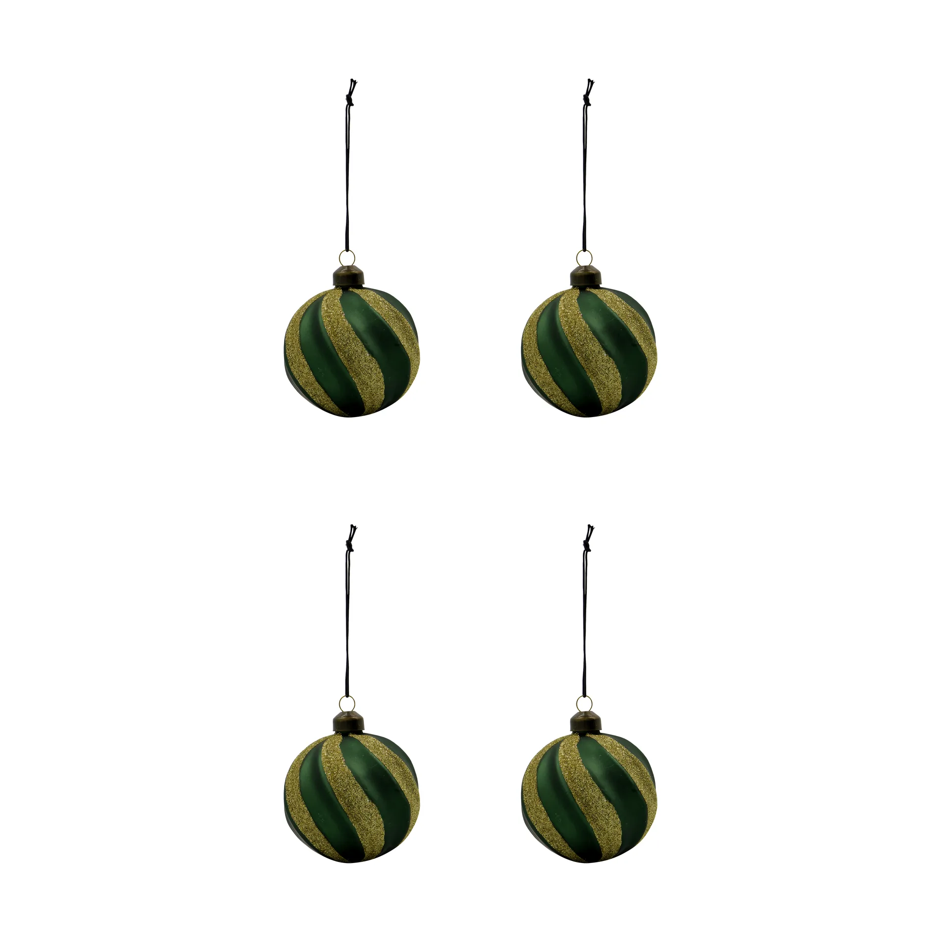 House Doctor Boule de Noël Swirl lot de 4 Vert-or