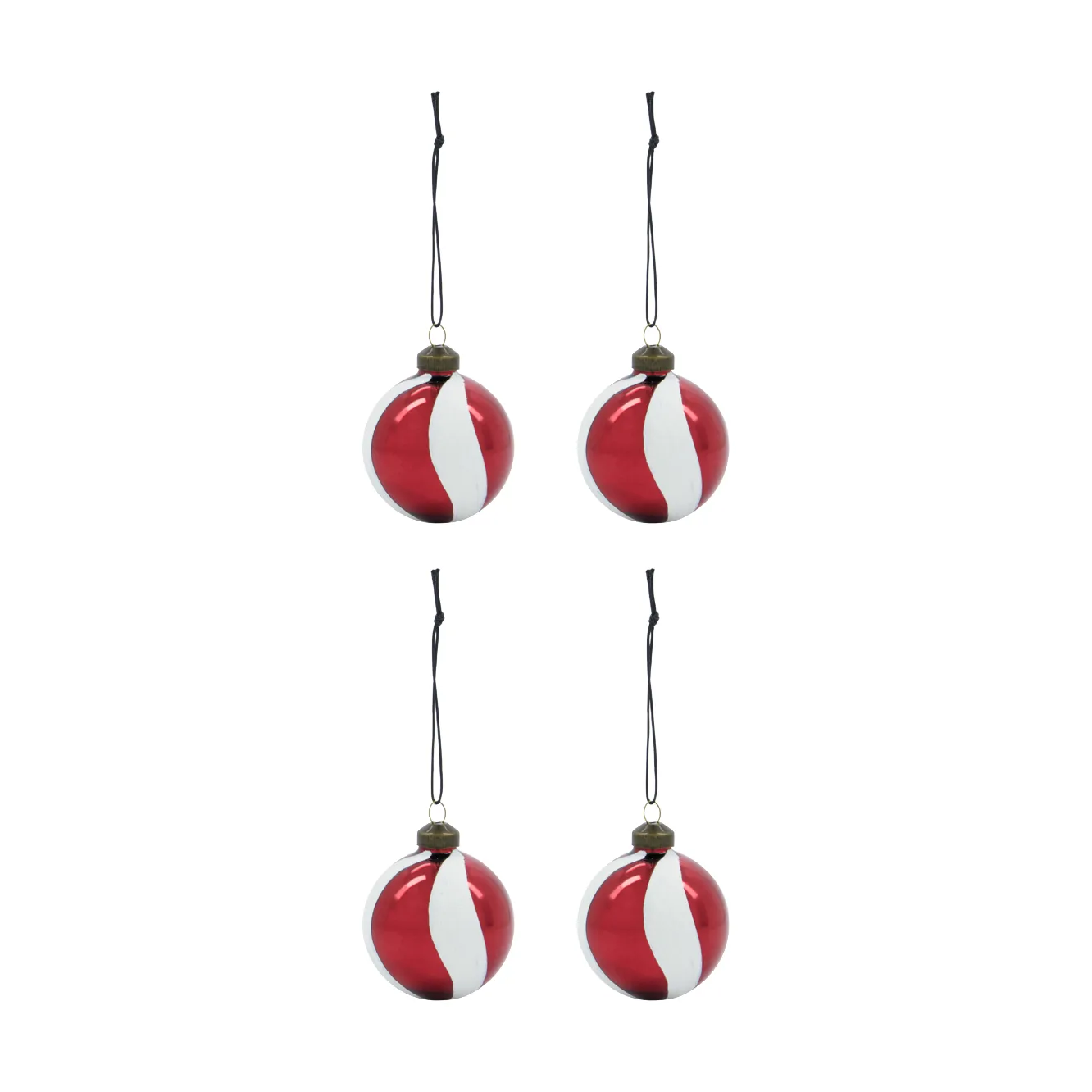 House Doctor Boule de Noël Twister Ø6 cm lot de 4 Blanc-rouge