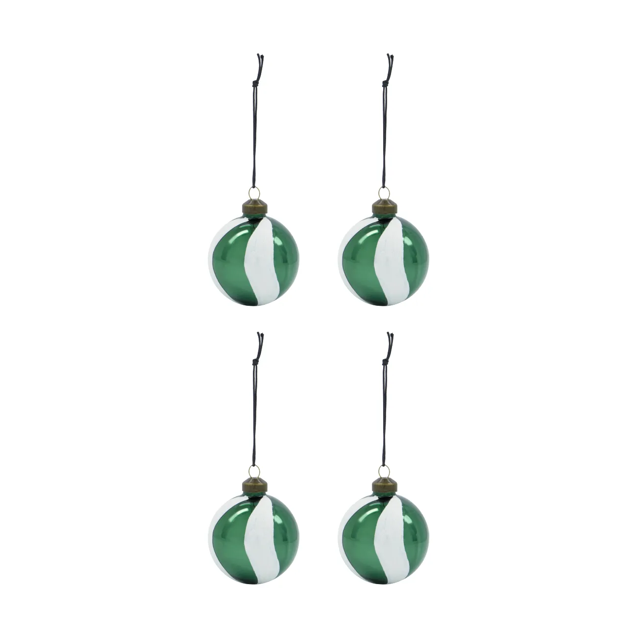 House Doctor Boule de Noël Twister Ø6 cm lot de 4 Vert-blanc