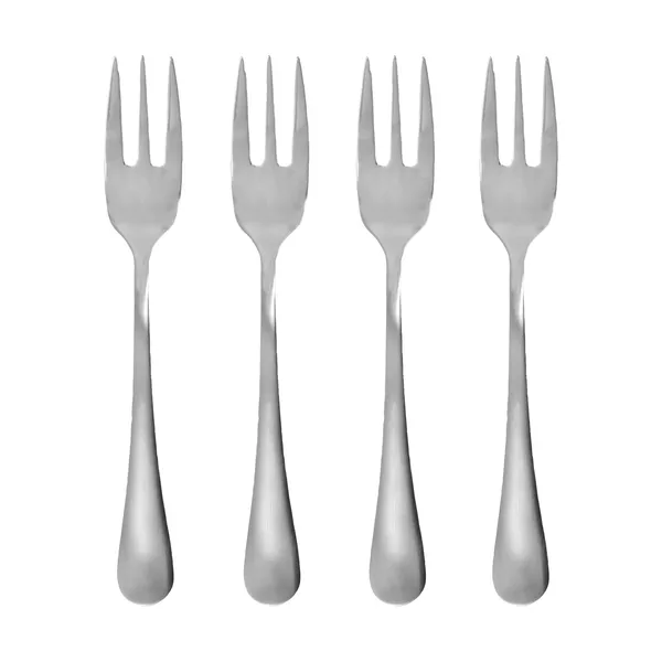 Brush dessertgaffel 4-pack, Silver finish