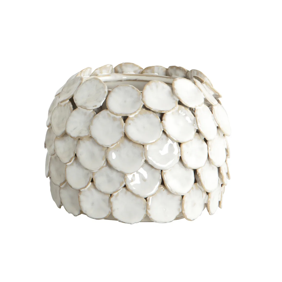 Vase House Doctor Dot hvid fajance med 3D-dots Ø15 x H10 cm