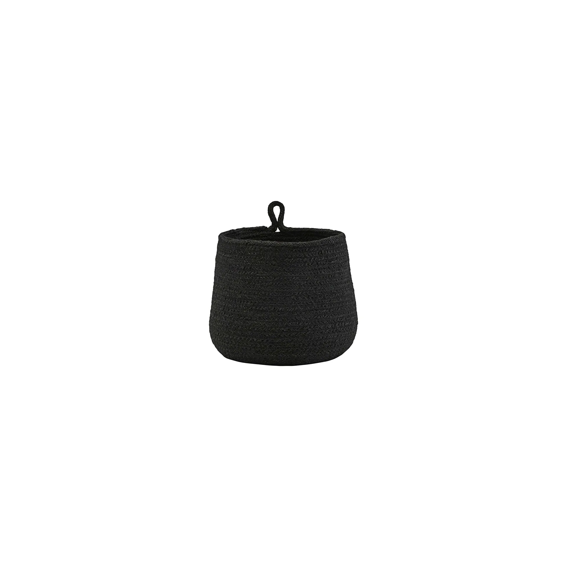 Opbevaringskurv House Doctor Hang natur søgræs sort Ø18ÃH16 cm med hank