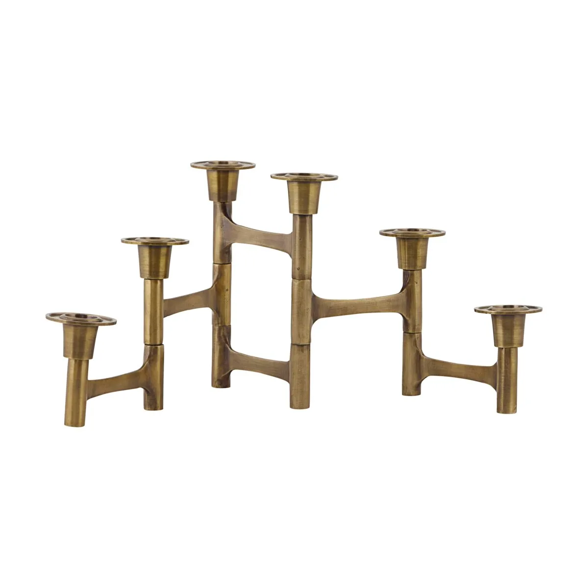 Lysestage House Doctor Move 6-armet i messing skulpturel dekoration H8-17 x L50 cm