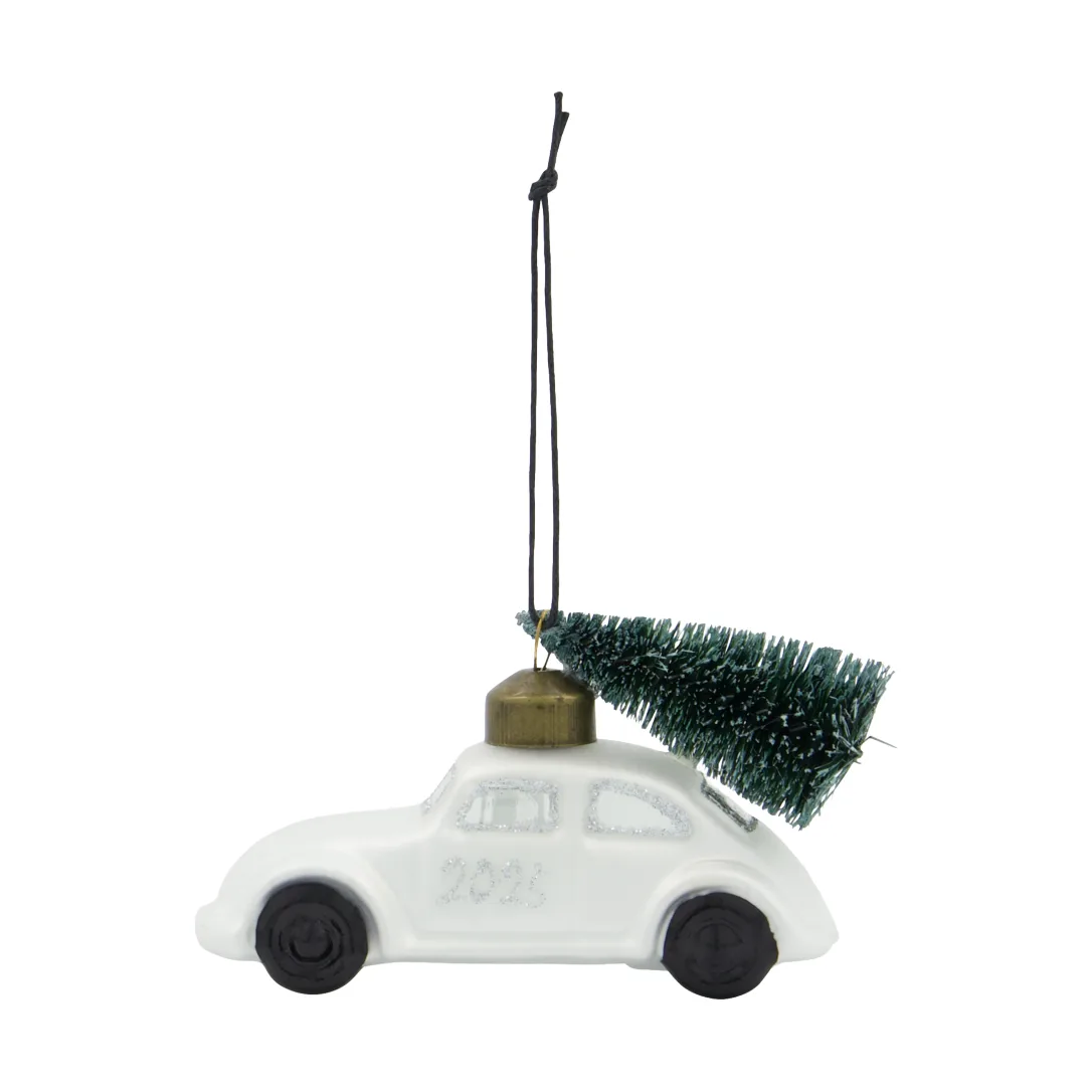 House Doctor Ornement de Noël Car Blanc-argent