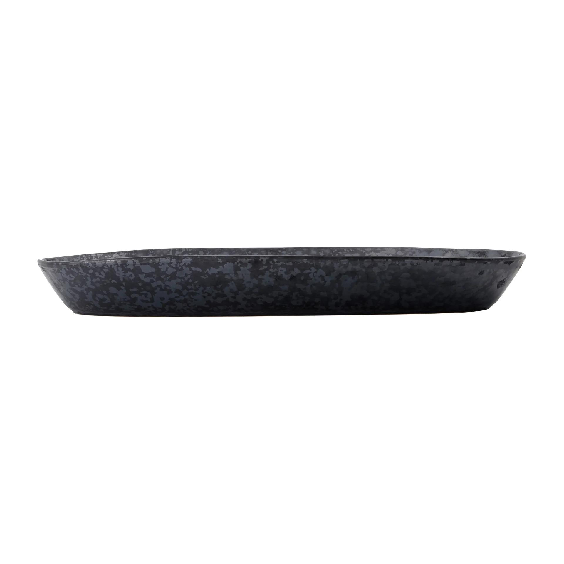 Serveringsfad House Doctor Pion stentøj sort 38 x 19 cm med reaktiv glasur