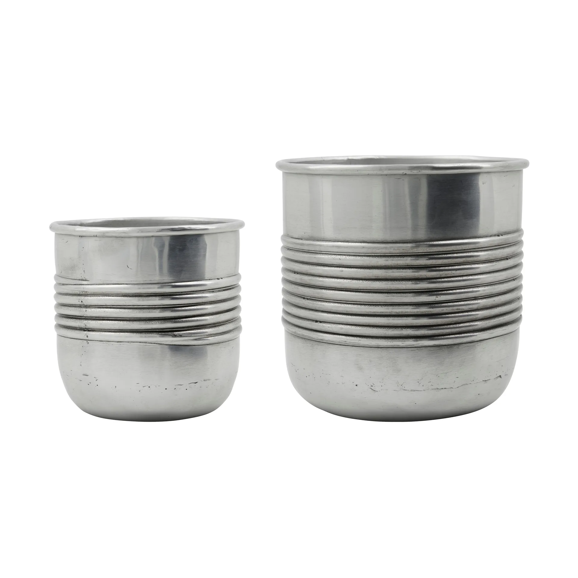 House Doctor Pot Groove aluminium, 2 pièces Argent antique