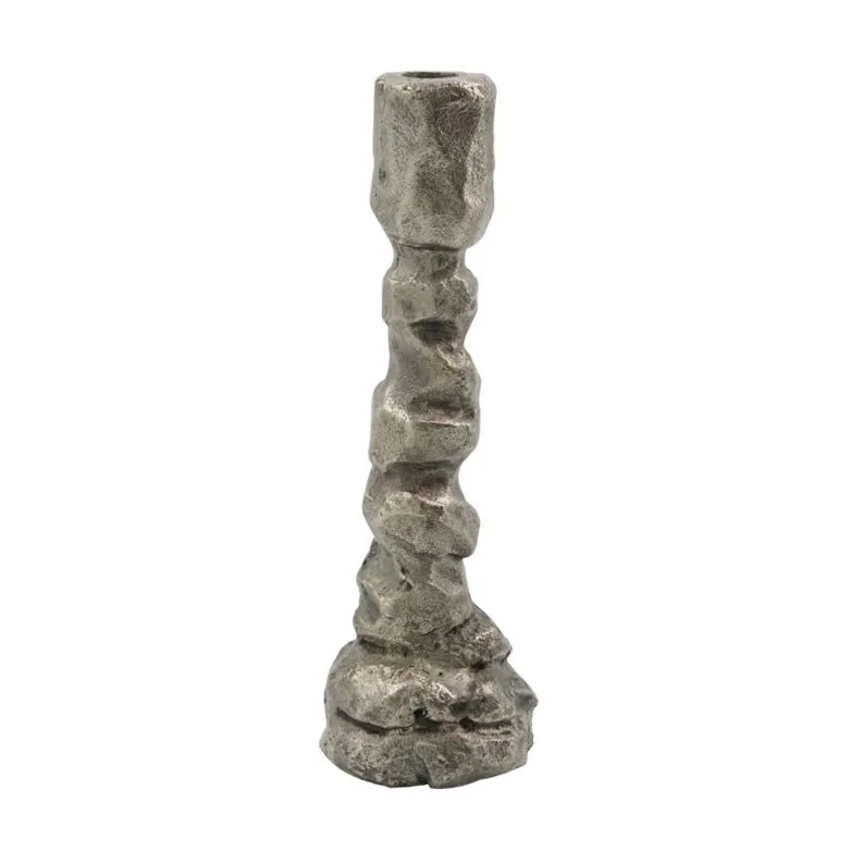 Lysestage House Doctor Raku stearinlysholder antik sølv Ø7 x H25 cm aluminium