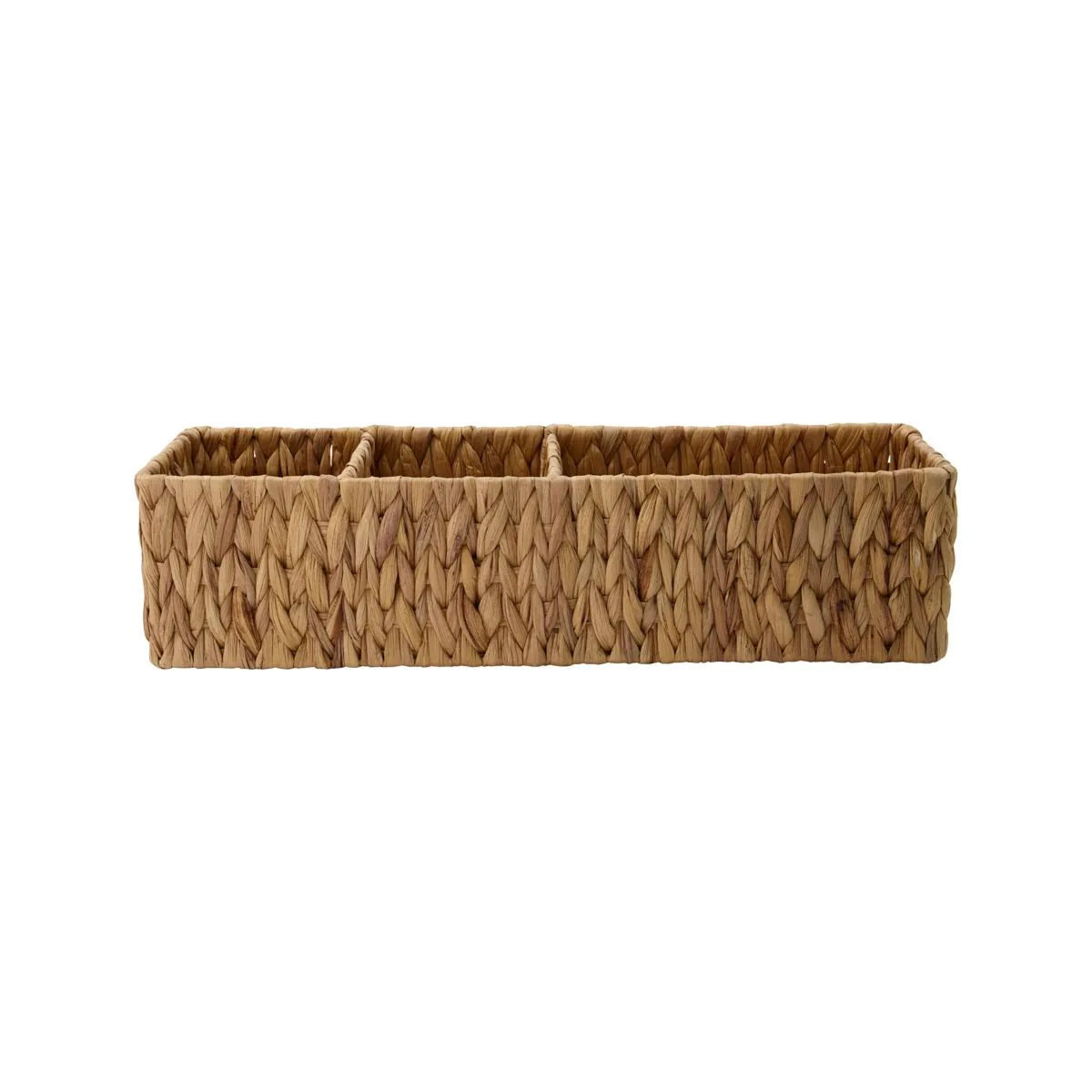 Kurv House Doctor Store i håndvævet vandhyacint og ståltråd Natural 40x12x10 cm opbevaringskurv