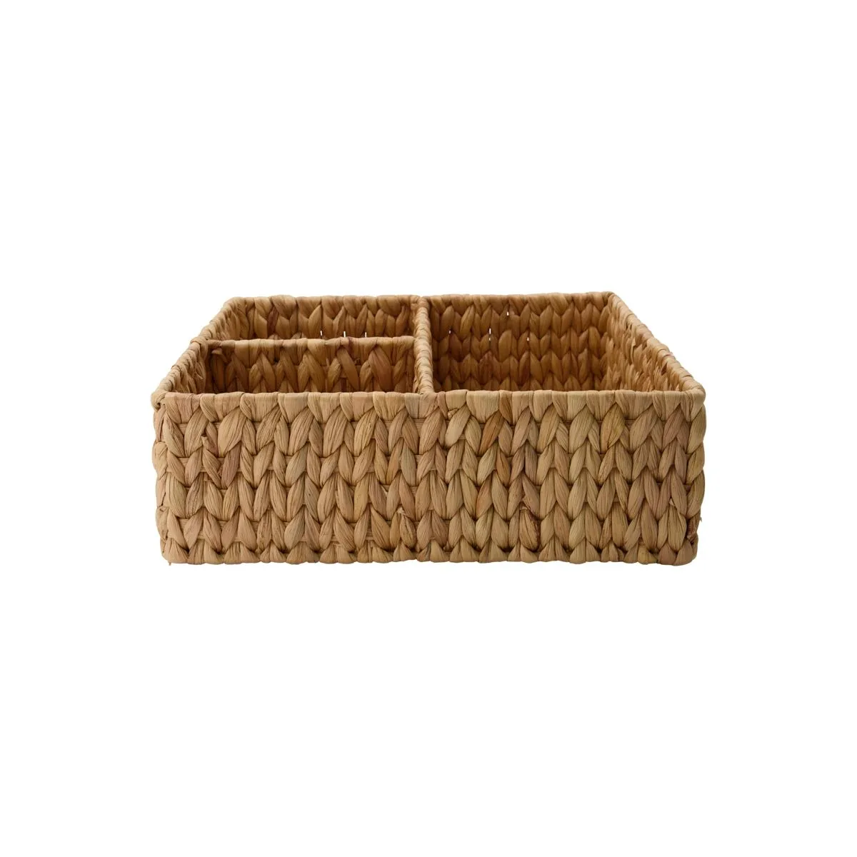 Opbevaringskurv House Doctor Store håndvævet vandhyacint natural 30Ã30Ã10 cm med 3 rum