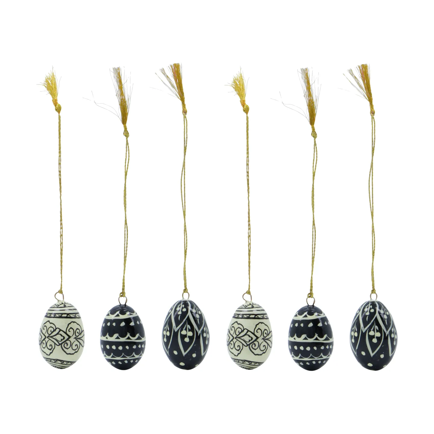 House Doctor Œuf de Pâques Deco 3 cm 6 pièces Black-offwhite
