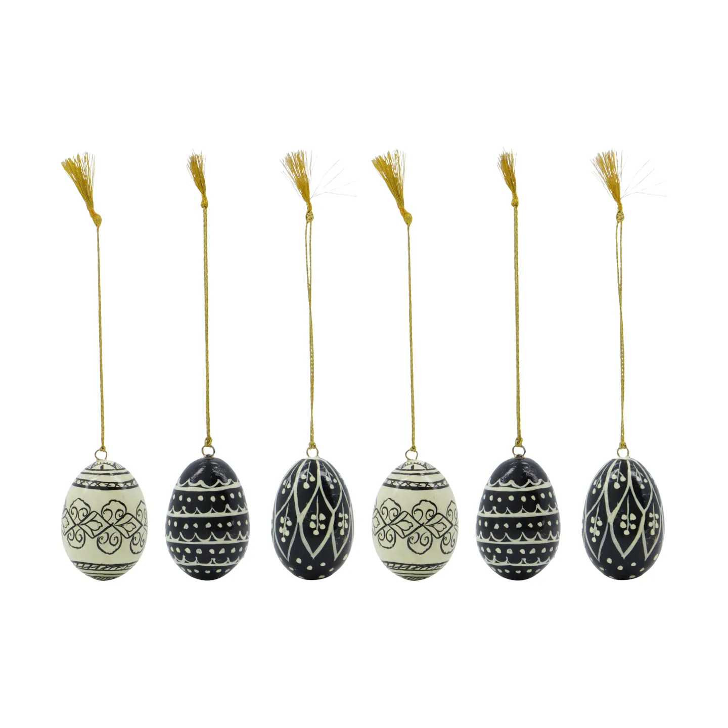House Doctor Œuf de Pâques Deco 5 cm 6 pièces Black-offwhite