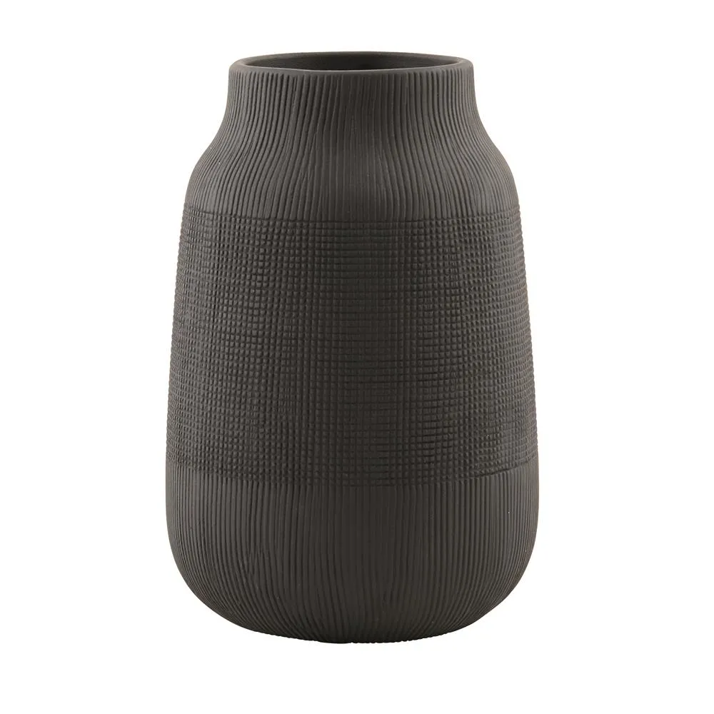 House Doctor Vase rainuré noir