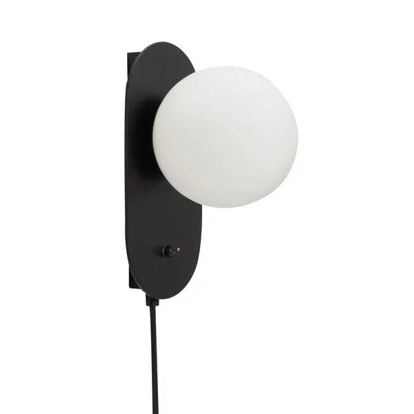 Hübsch vägglampa 24x16 cm, Metall-svart-opal