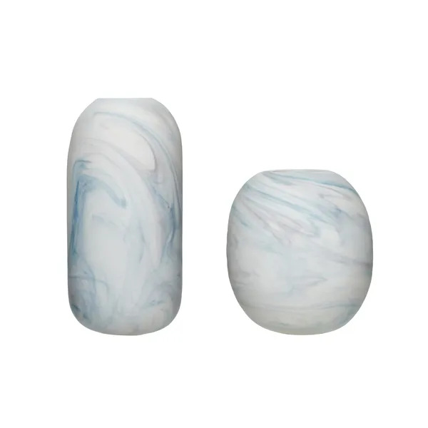 Hübsch vas 2-pack 15x17 cm, Marmor-vit