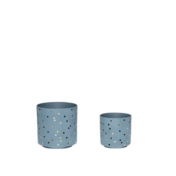 Ljuslykta med prickar 2-pack, Blå