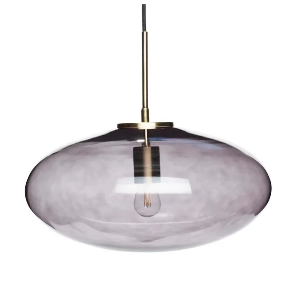 Pendel glass brass Ø40 cm, Rökgrå