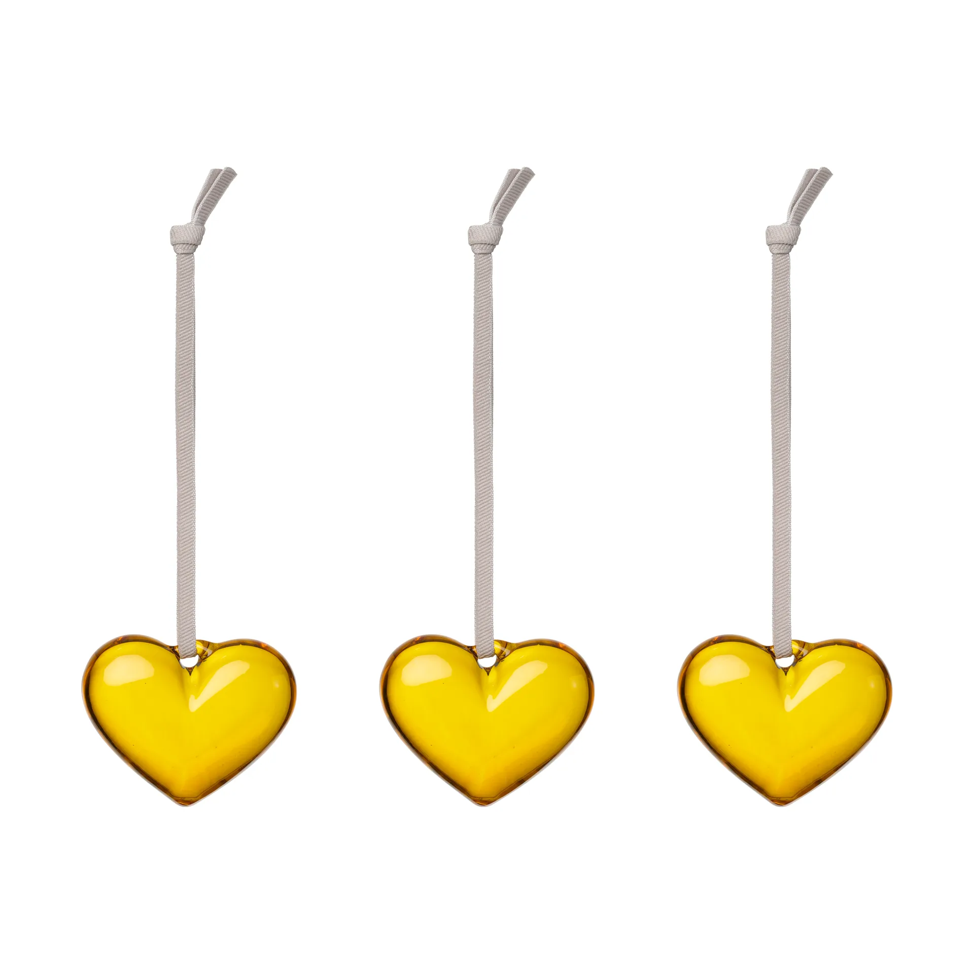 Iittala Cœur en verre Iittala Jaune, 5 cm, lot de 3