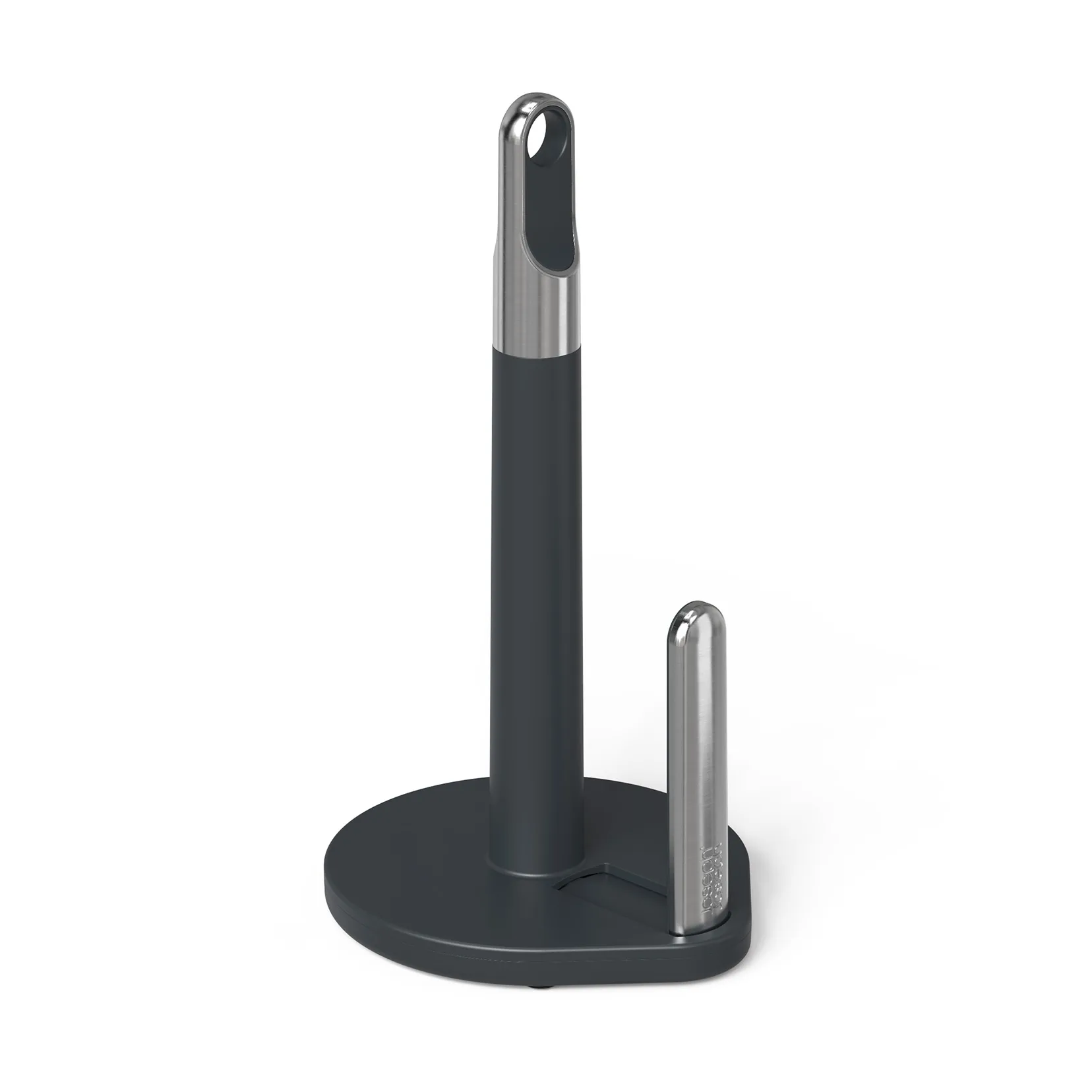 Joseph Joseph Push&Tear Køkkenrulleholder - 28x16 cm, fjederbelastet låg, skridsikker bund - Grå