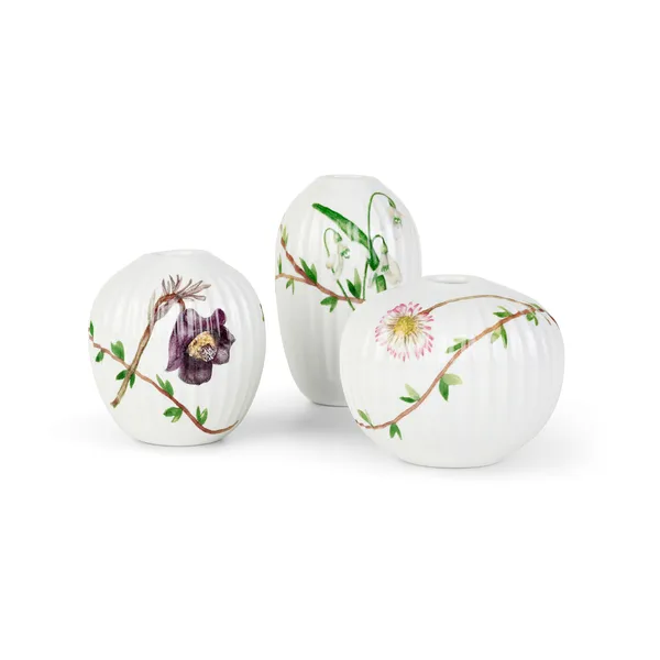 Hammershøi Spring vas miniatyr 3 delar, Vit-dekor