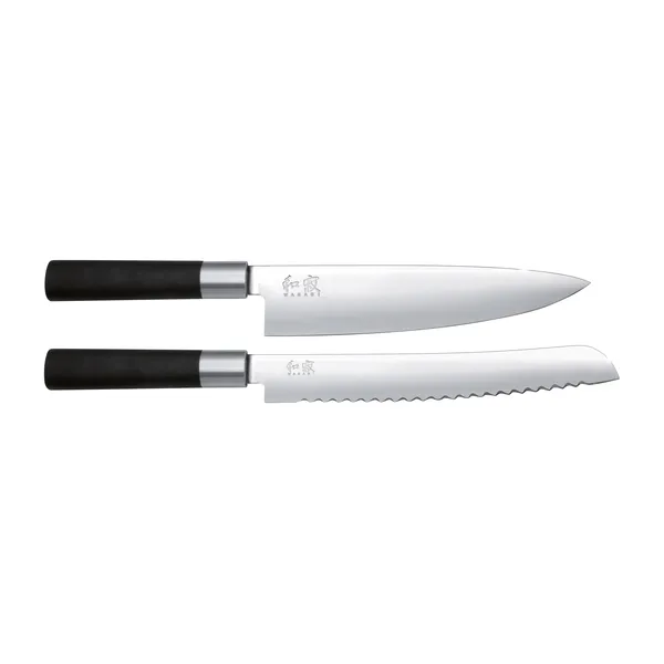 Kai Wasabi Black bröd- & kockkniv set, 2 delar