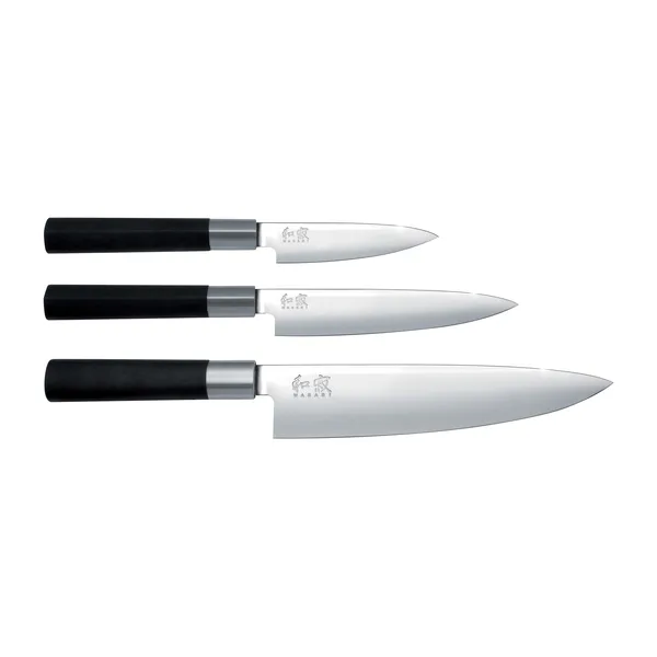 Kai Wasabi Black kockkniv & 2 allknivar set, 3 delar