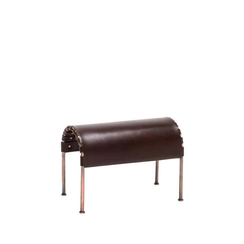 Källemo Pouf Bruno Brun cigare-piètement cuivré