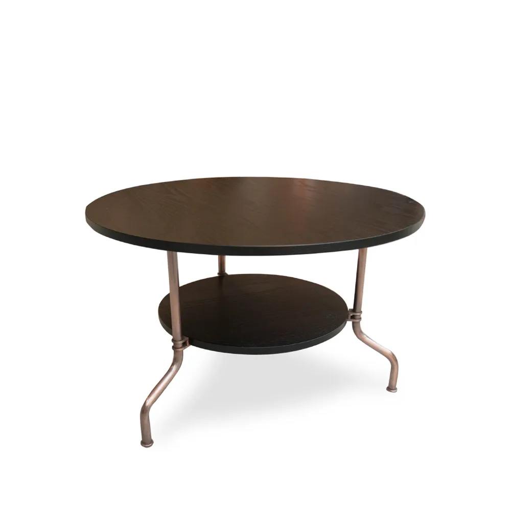 Källemo Table Sven Chêne laqué noir-piètement traité cuivre, Ø