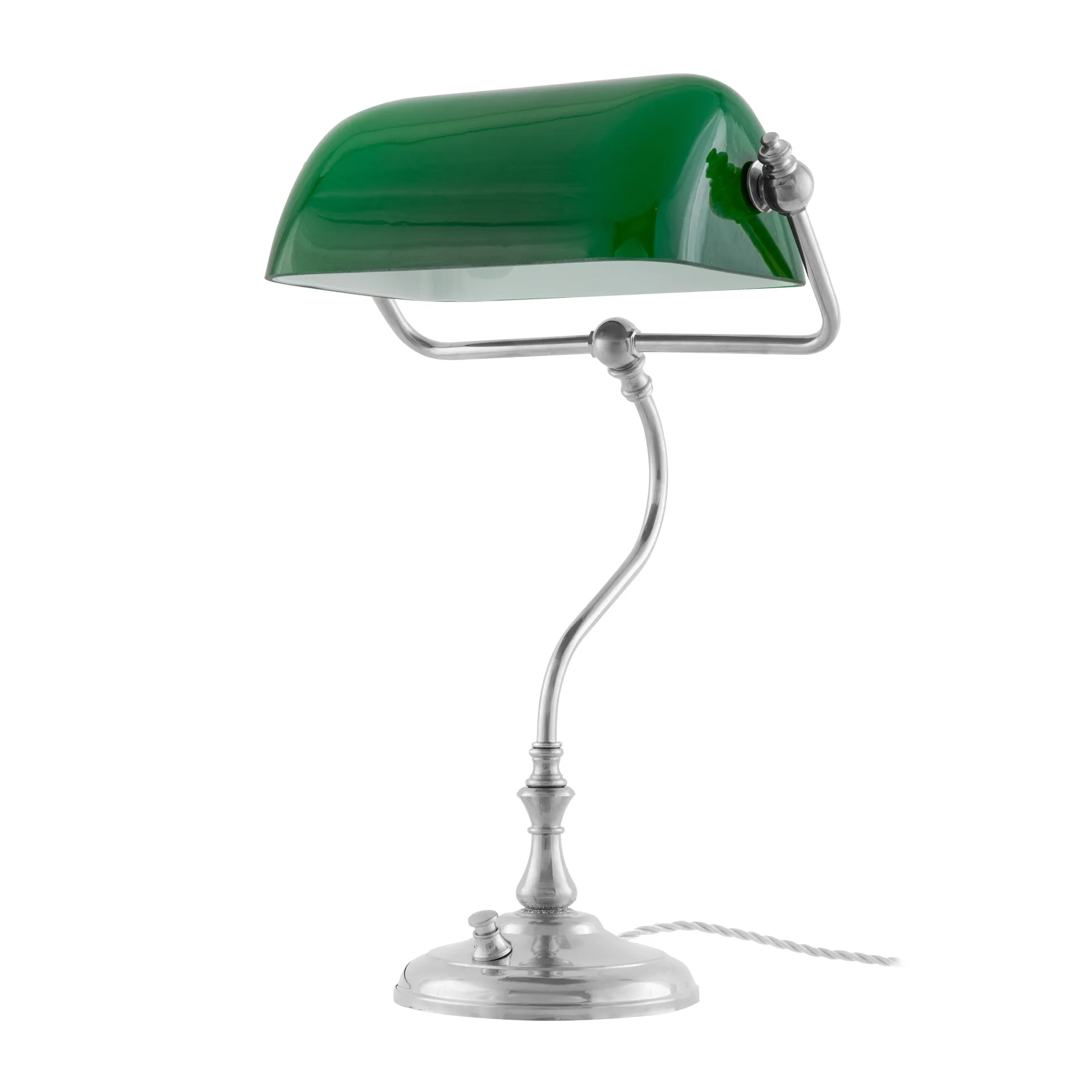 Karlskrona Lampfabrik Bankirlampa bordlampe Forniklet/Grøn