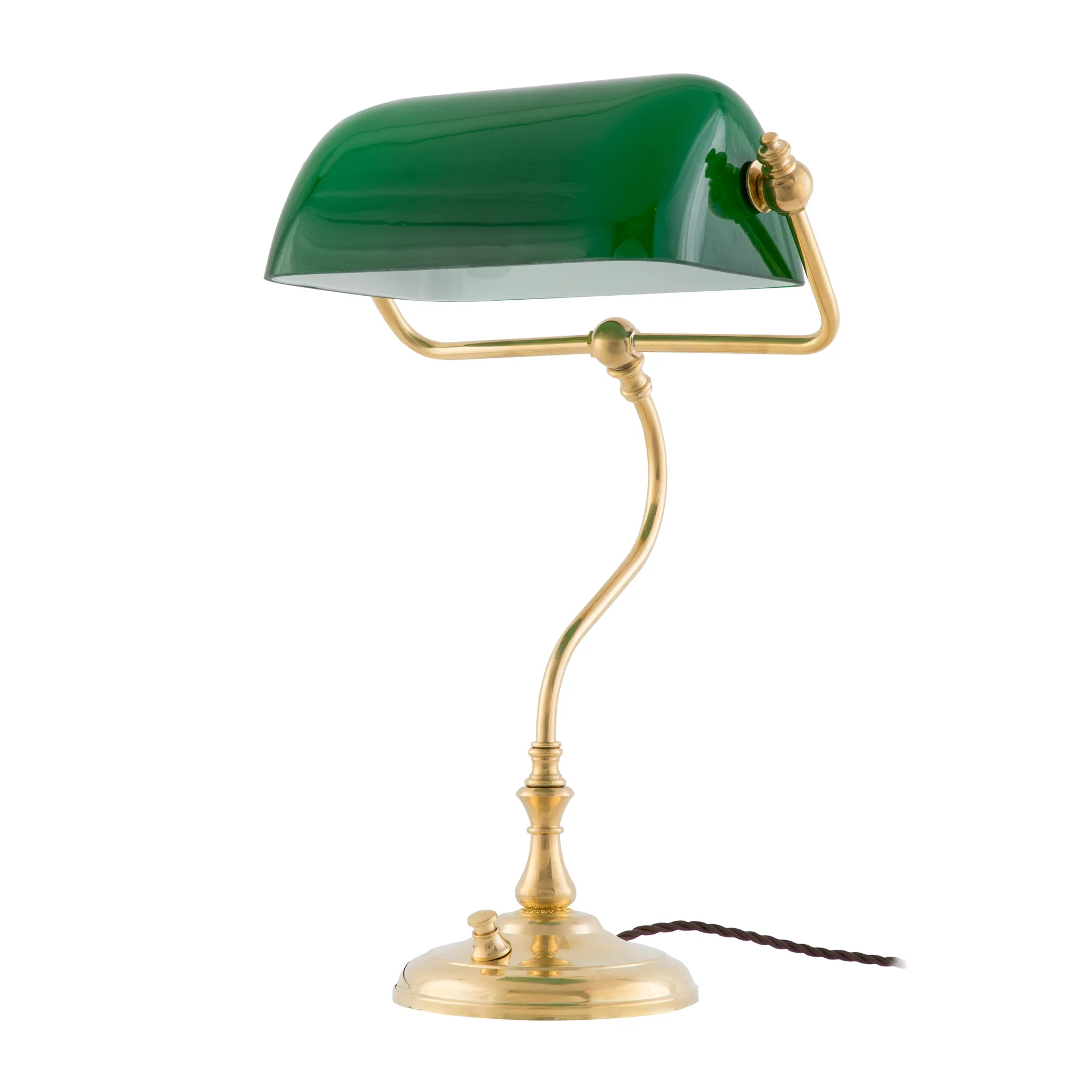 Karlskrona Lampfabrik Bankirlampa bordlampe Messing/Grøn