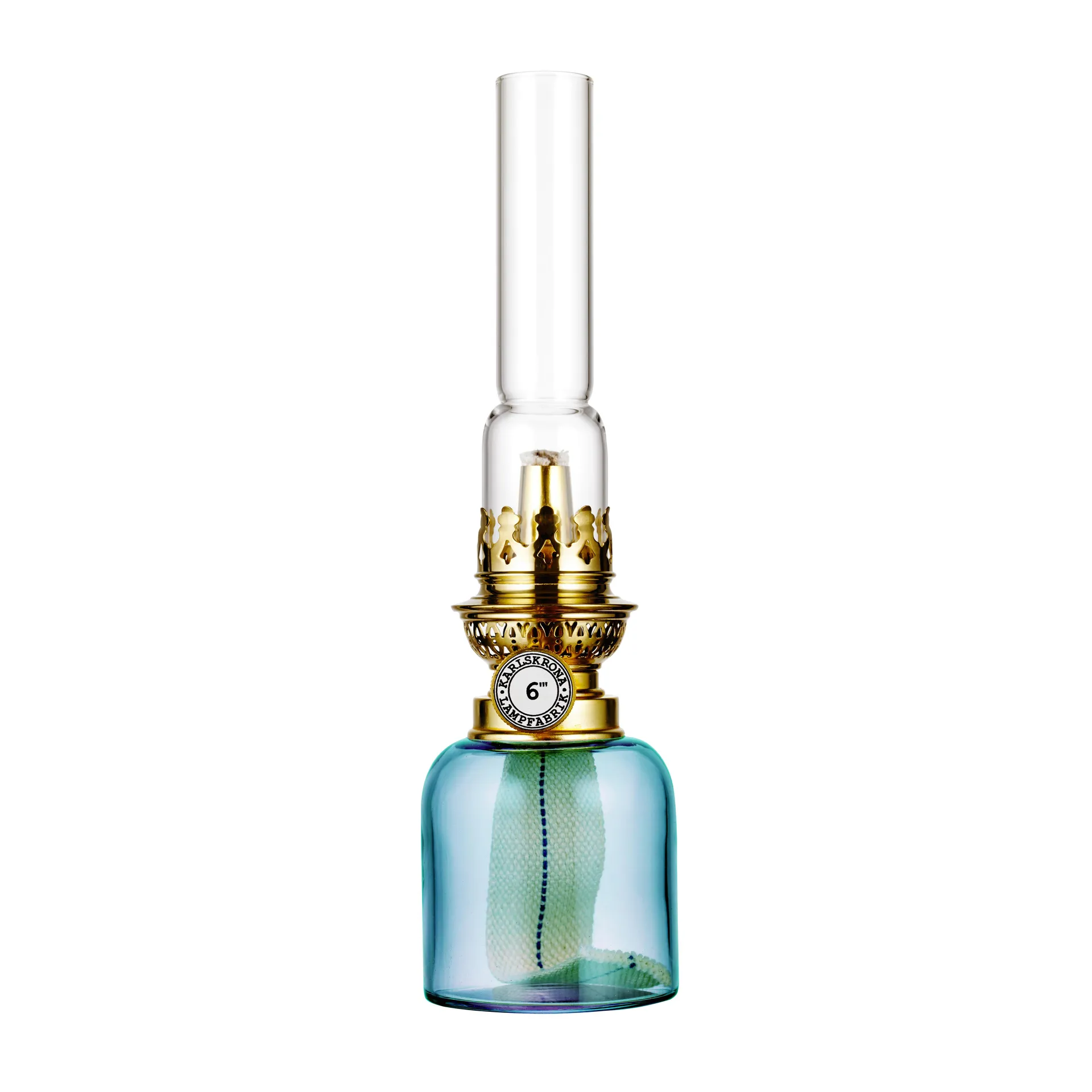 Karlskrona Lampfabrik Koholmen petroleumslampe aquamarine
