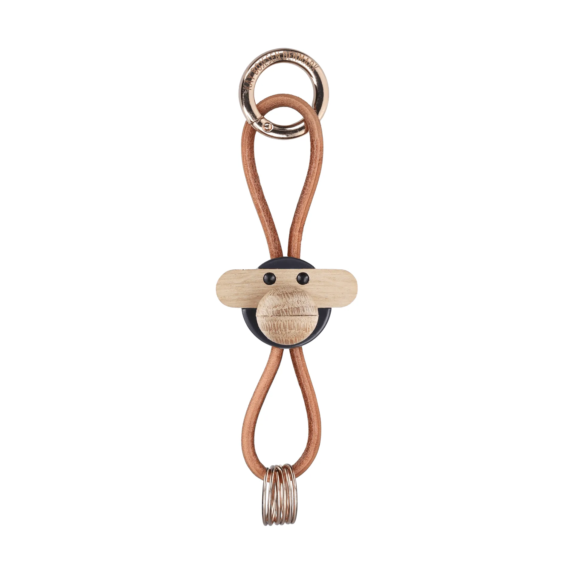 Kay Bojesen Denmark Porte-clés Kaj Bojesen singe gris foncé, cuir naturel