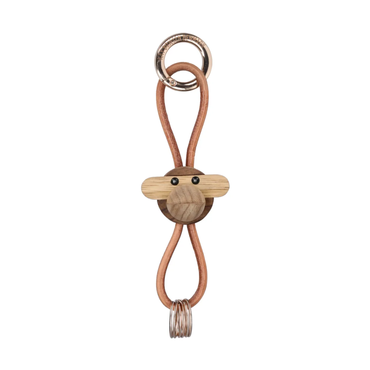 Kay Bojesen Denmark Porte-clés Kaj Bojesen singe Teck-limba, cuir naturel