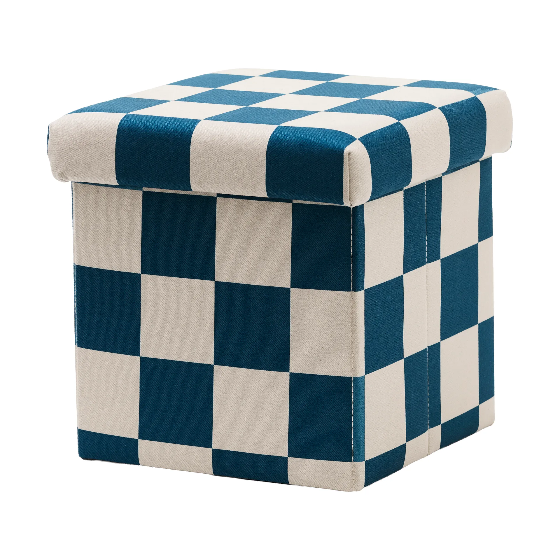 Kid's Concept Pouf avec rangement à carreaux Bleu-vert, cm