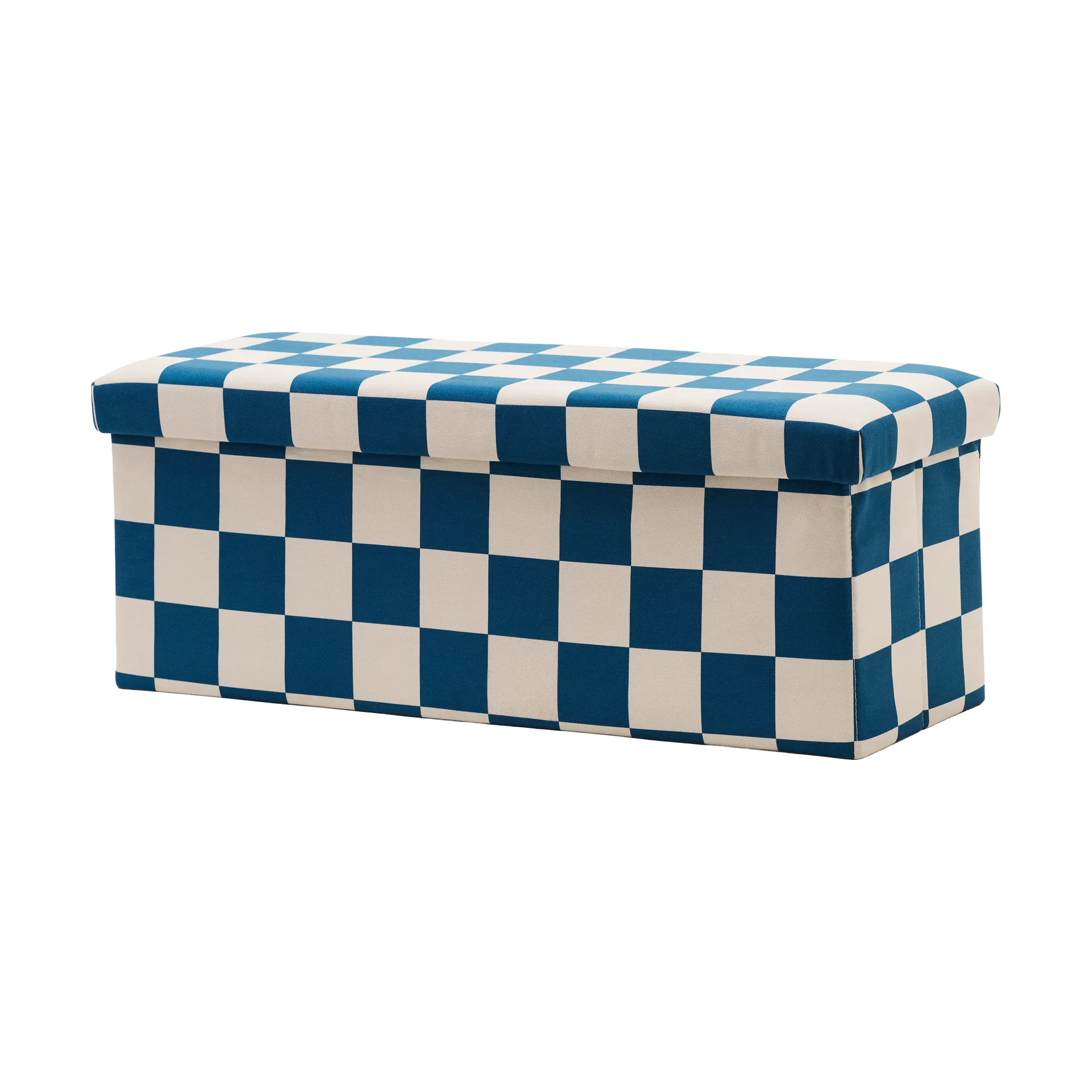 Kid's Concept Pouf avec rangement à carreaux Bleu-vert, cm — vue 3