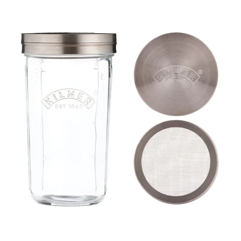 Kilner Kilner sigtekrukke sæt Klar-rustfrit stål, 0,5 l