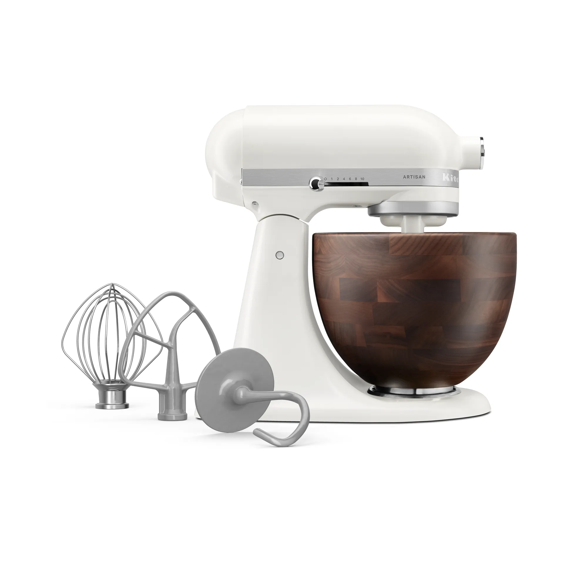 KitchenAid Aritsan 5KSM156 køkkenmaskine med træskål 4,7 L Porcelain white-walnut