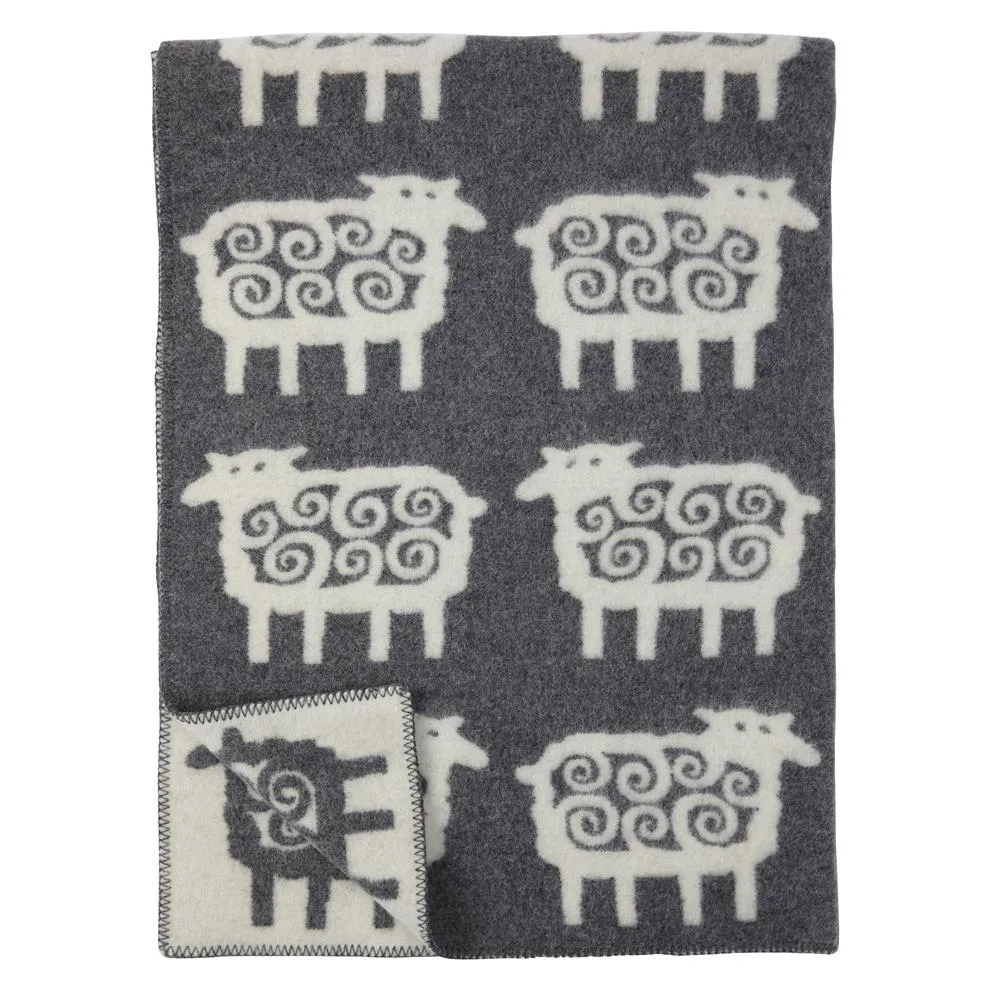 Klippan Yllefabrik Couverture en laine Mouton gris cm