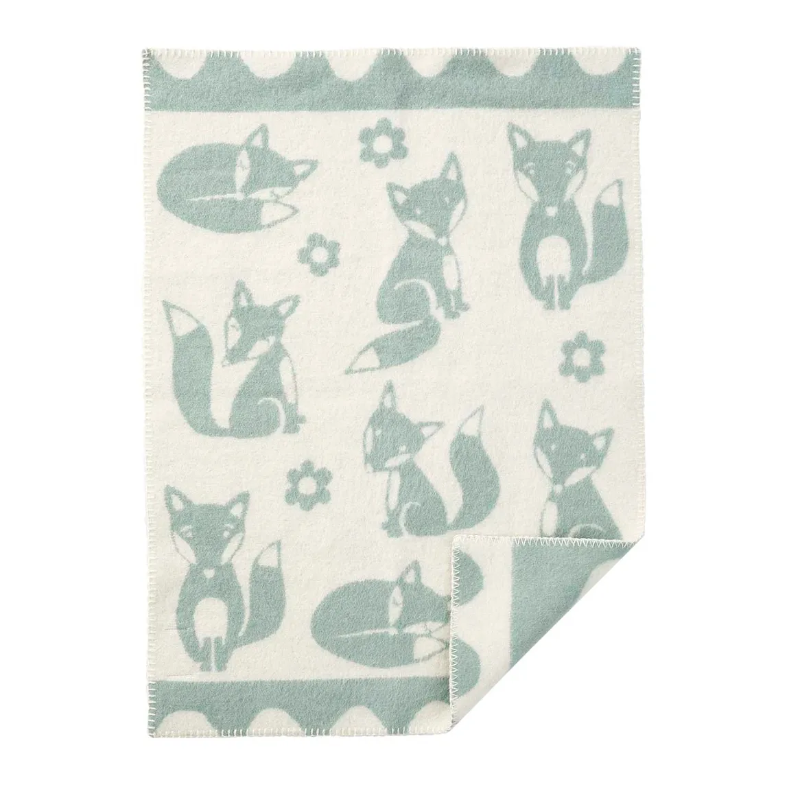 Klippan Yllefabrik Couverture enfant Fox bleu clair